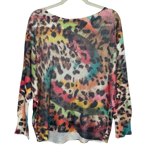 Free For Humanity Colorful Leopard Knit Long Sleeve Sweater - Picture 2 of 10